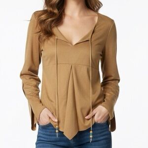 POLA Women’s Faux Suede Boho Angel Sleeve Top